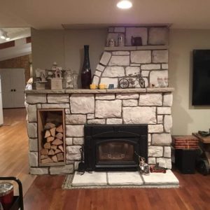 Corner fireplace stone veneer in Eagan for a stylish look