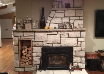 Corner fireplace stone veneer in Eagan for a stylish look